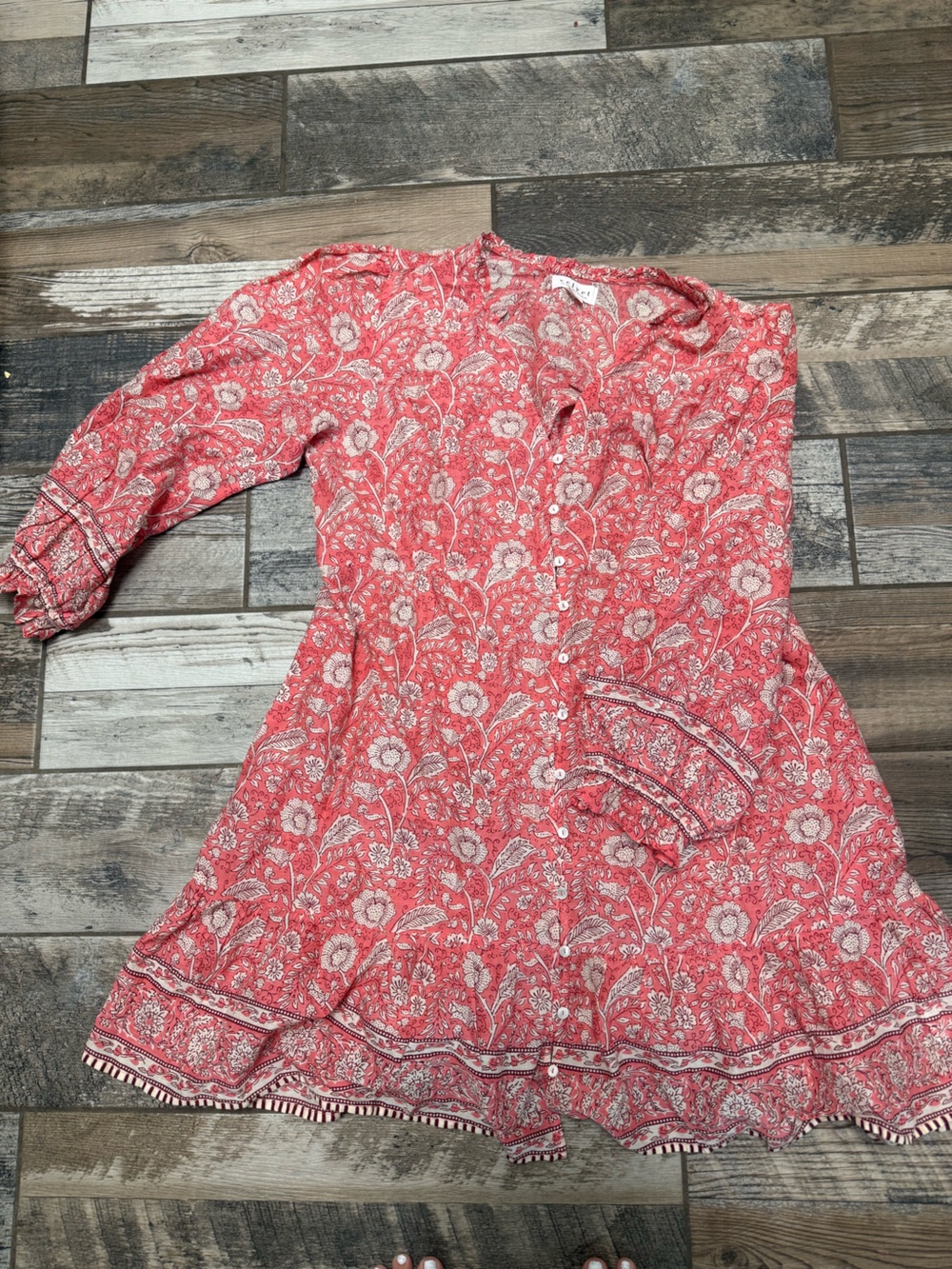 Velvet by Graham & Spencer Coral Pink Floral Button-Up Top